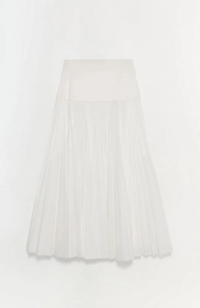 Stella Pleated Skirt with Knit Yoke