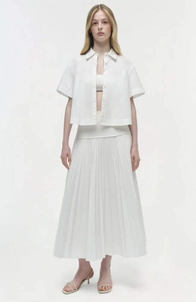 Stella Pleated Skirt with Knit Yoke