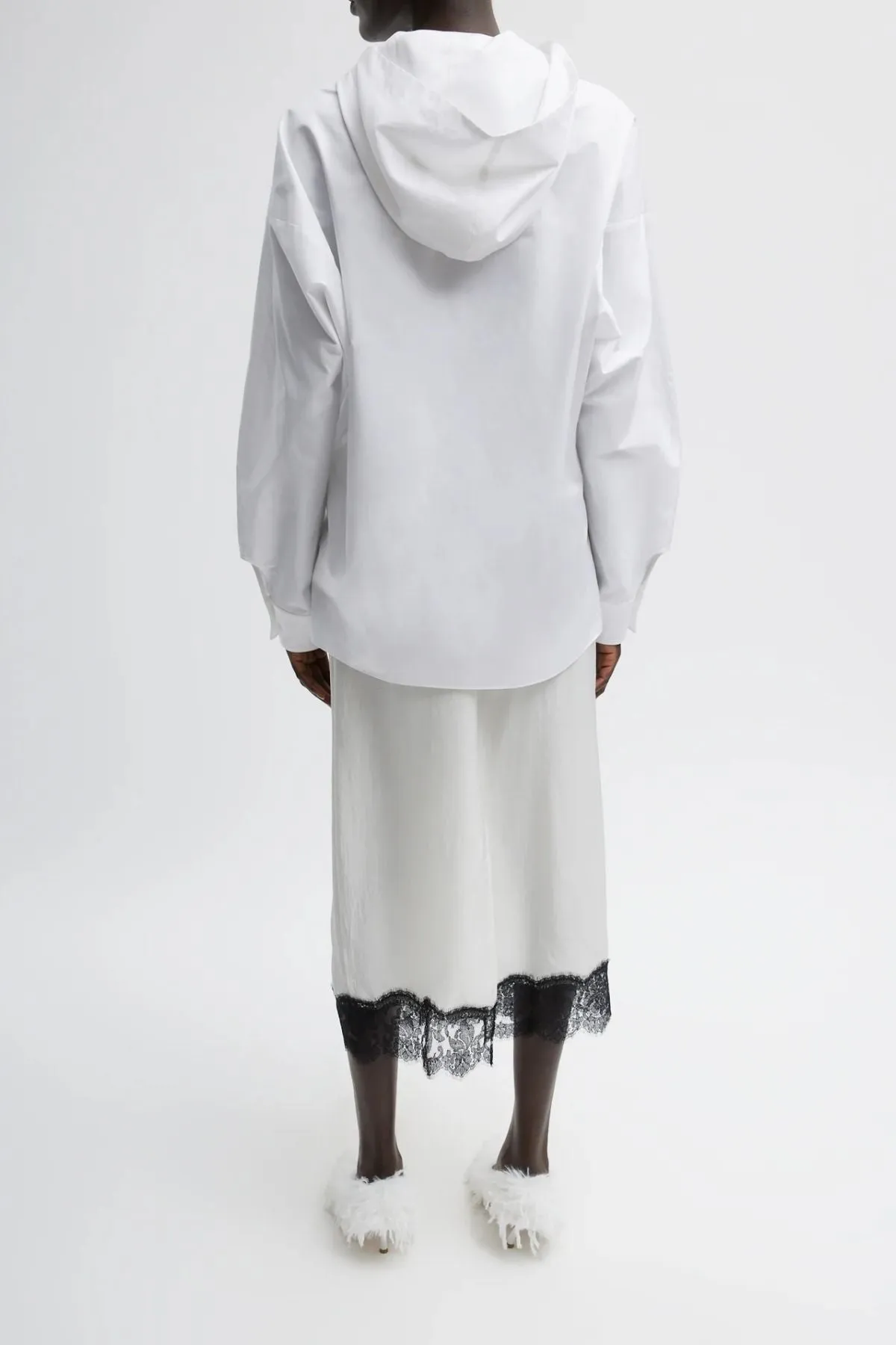 Tibi Eco Poplin Hooded Shirt - White