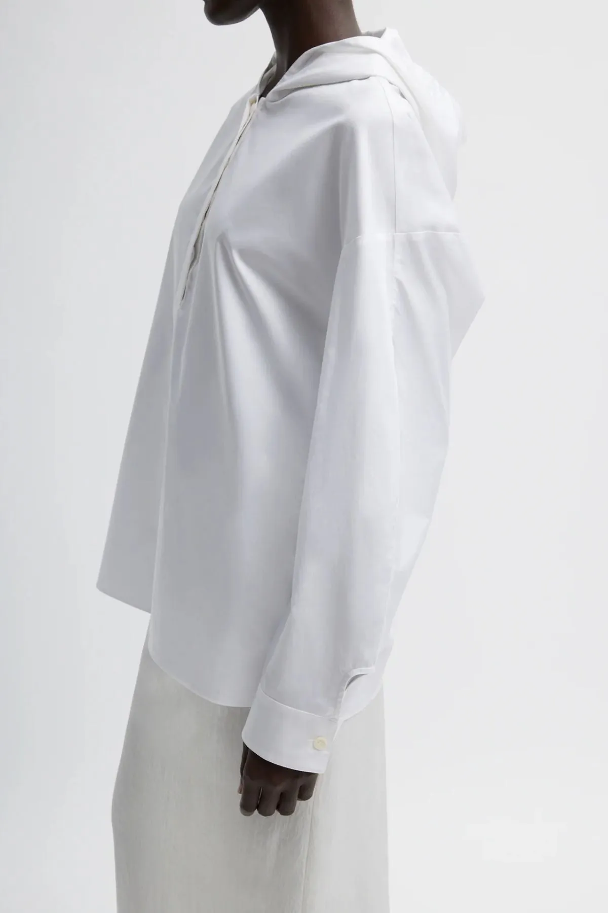 Tibi Eco Poplin Hooded Shirt - White