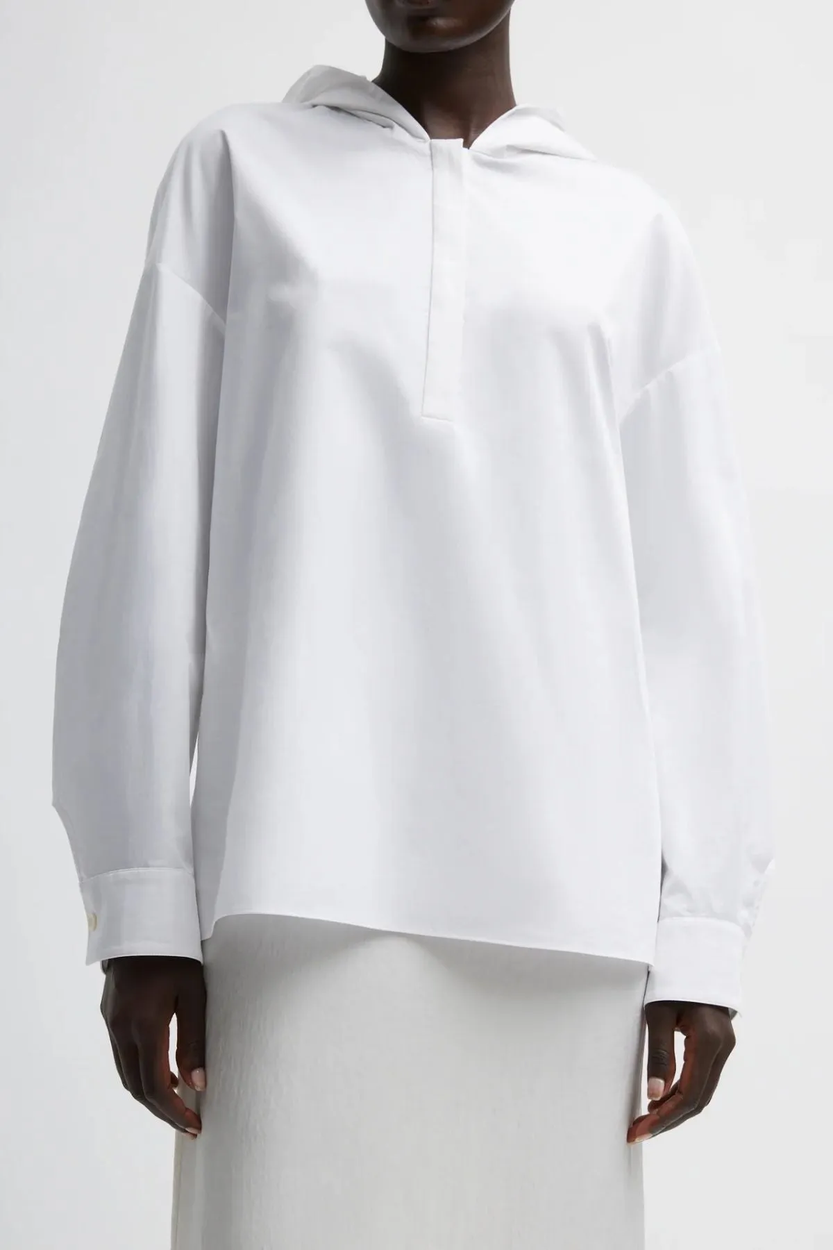 Tibi Eco Poplin Hooded Shirt - White
