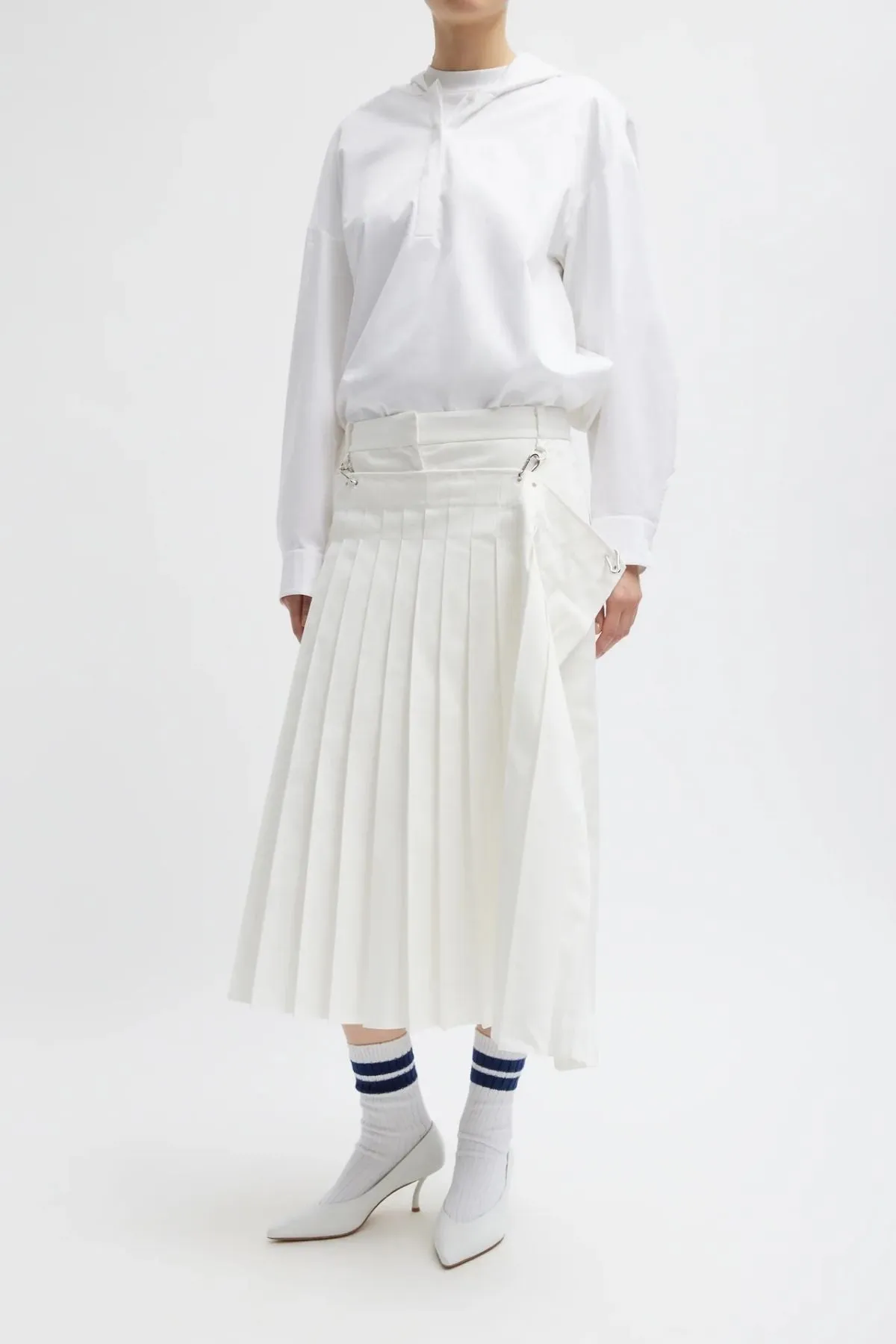 Tibi Eco Poplin Hooded Shirt - White
