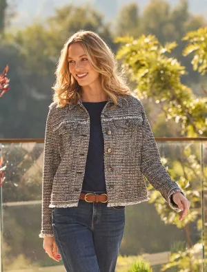 Trucker Jacket with Fray Seams in Lapis