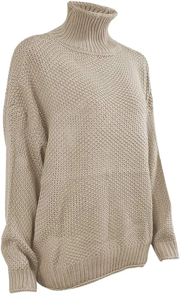 Turtleneck Sweater Women Oversized Knit Sweater Chunky Pullover Sweater Vintage Jumper Tops Winter Casual Tunic 2024