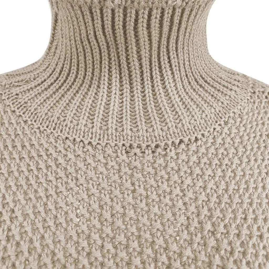 Turtleneck Sweater Women Oversized Knit Sweater Chunky Pullover Sweater Vintage Jumper Tops Winter Casual Tunic 2024