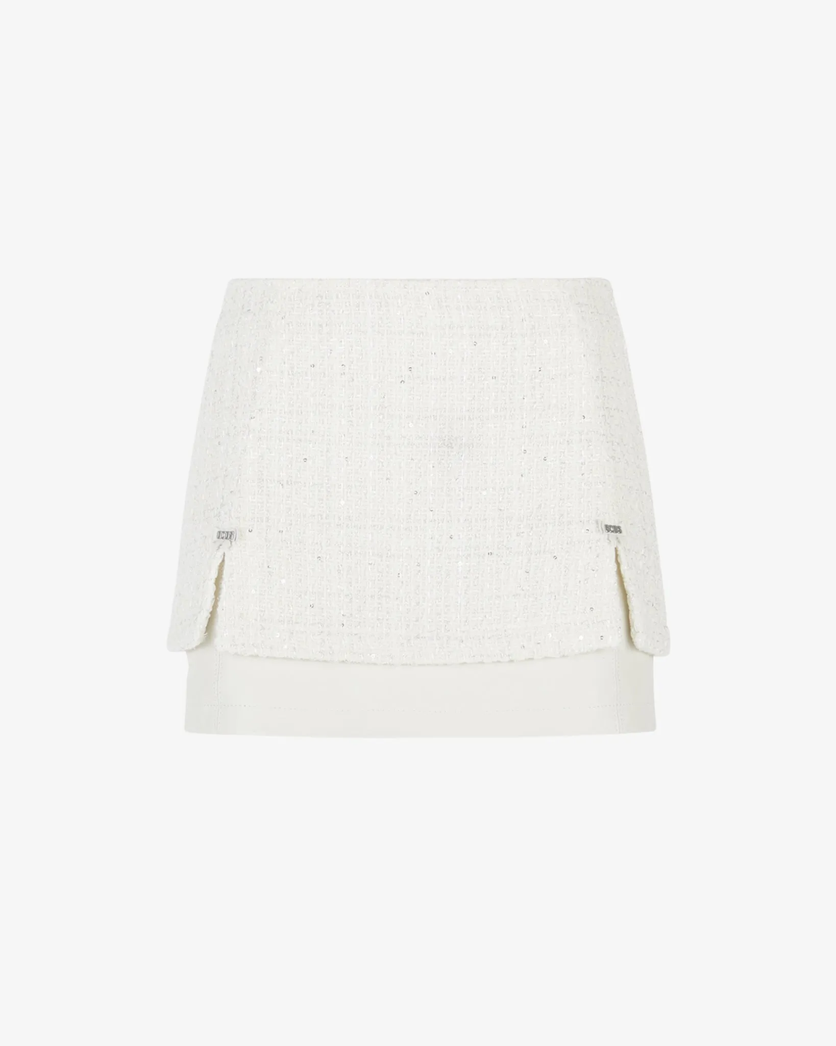 Tweed Leather Mini Skirt