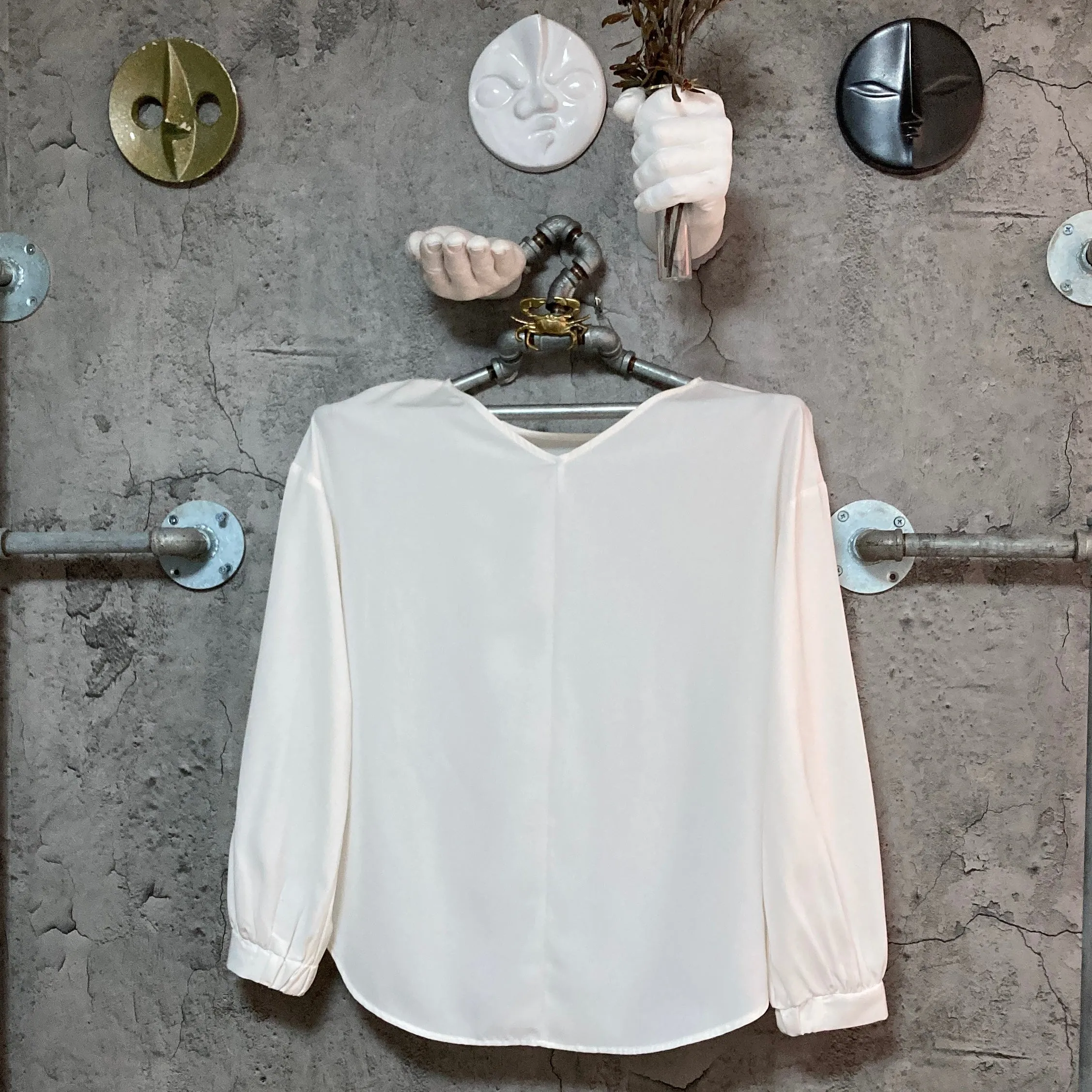 V-neck & crewneck white blouse