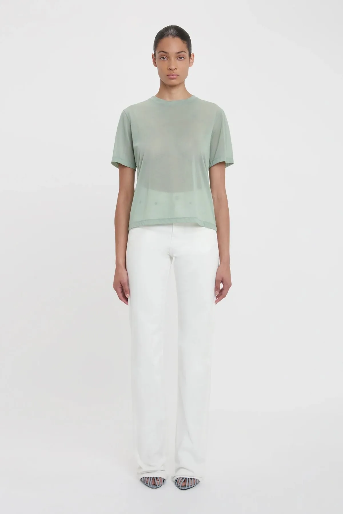 Victoria Beckham Classic Cotton Crepe T-Shirt - Wasabi