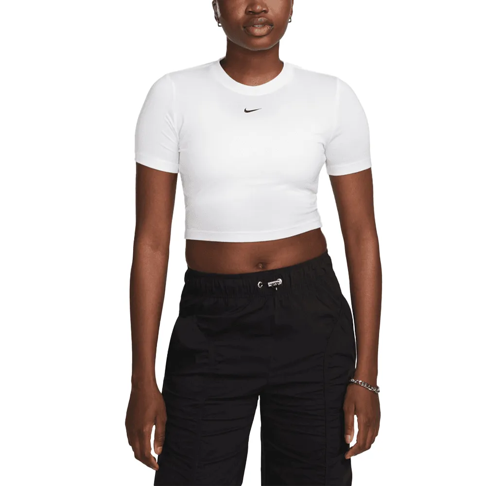 W NSW Essential Slim Cropped Tee 'White/Black'