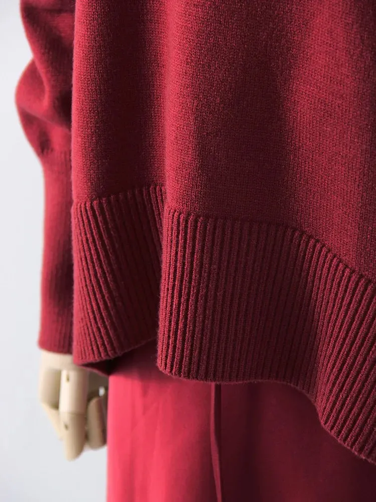 Winter Women Burgundy Oversize Sweaters Turtleneck Jumpers Autumn Knit Pullovers Warm Casual Coffee Sweaters For Women Oversized