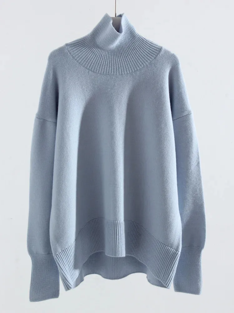 Winter Women Burgundy Oversize Sweaters Turtleneck Jumpers Autumn Knit Pullovers Warm Casual Coffee Sweaters For Women Oversized