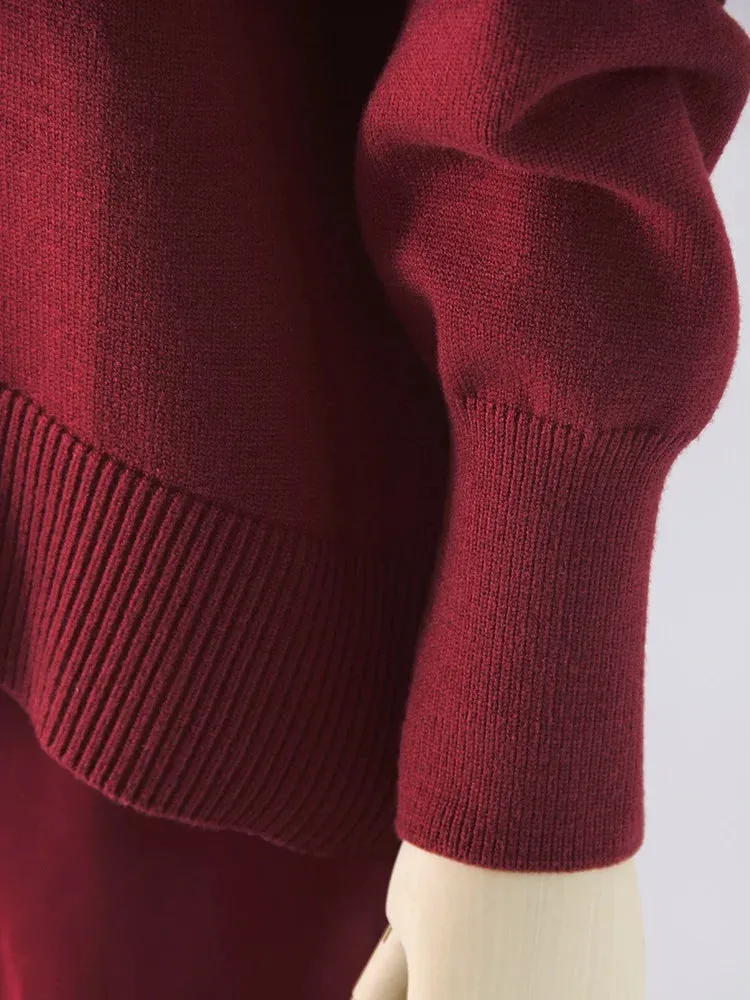 Winter Women Burgundy Oversize Sweaters Turtleneck Jumpers Autumn Knit Pullovers Warm Casual Coffee Sweaters For Women Oversized
